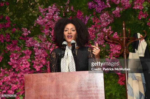 Sarah Jones speaks at the Studio in a School 40th Anniversary Gala at Seagram Building Plaza on May 3, 2017 in New York City.