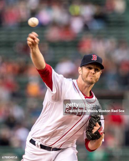 Kyle Kendrick of the Boston Red Sox delivers during the first inning of a game against the Baltimore Orioles on May 4, 2017 at Fenway Park in Boston,...