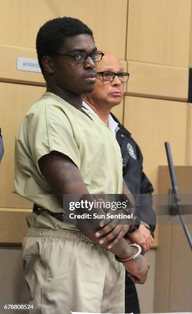 Rapper Kodak Black during his sentencing hearing in connection with a violation of his house arrest, in Fort Lauderdale, Fla., on Thursday, May 4,...