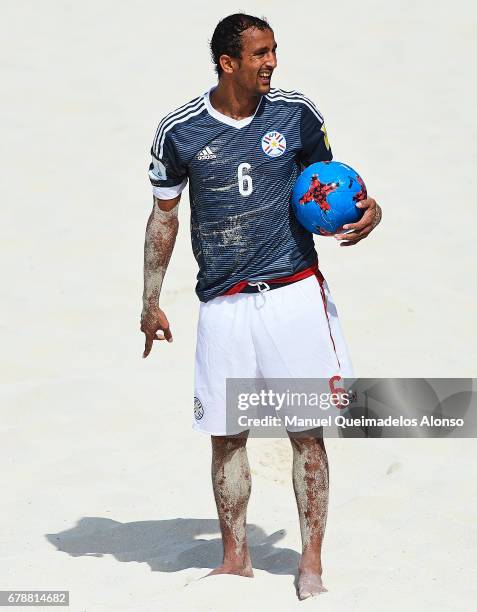 Pedro Moran of Paraguay looks on during the FIFA Beach Soccer World Cup Bahamas 2017 quarter final match between Paraguay and Tahiti at National...