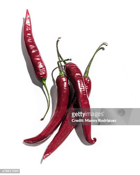 red thai peppers - chili pepper on white stock pictures, royalty-free photos & images