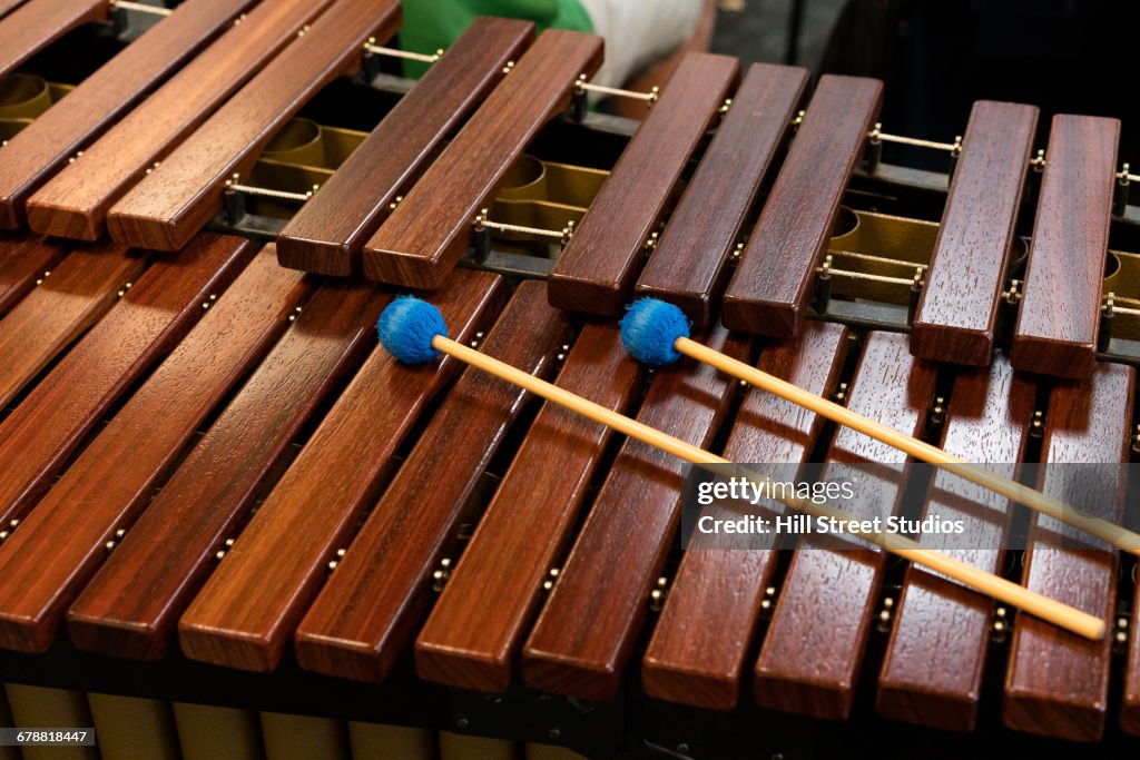 Mallets on wooden vibraphone