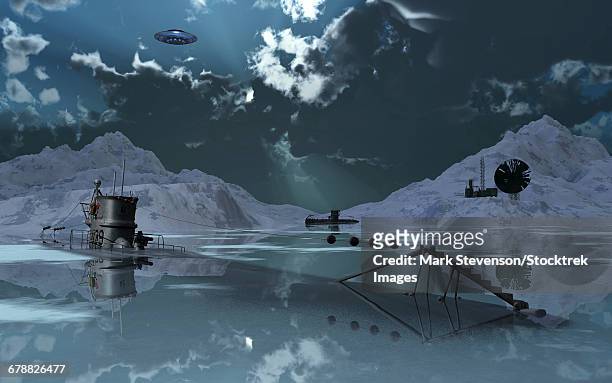 artists concept of station 211, said to be an alien nazi base located in the antarctic. - 秘密基地点のイラスト素材／クリップアート素材／マンガ素材／アイコン素材
