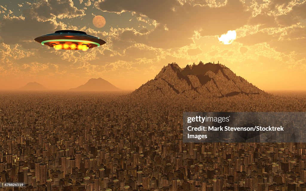 A Ufo Returning To Its Distant Alien Homeworld High-Res Vector Graphic ...