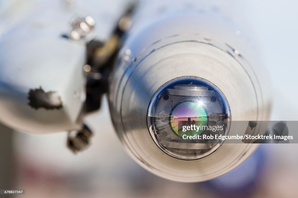 Close-up view of the seeker head of an ASRAAM missile.