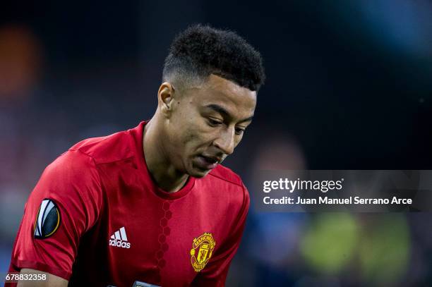 Jesse Lingard of Manchester United reacts during the Uefa Europa League, semi final first leg match, between Real Club Celta De Vigo and Manchester...