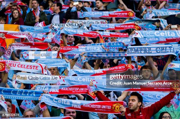 Fans Club Celta De Vigo during the Uefa Europa League, semi final first leg match, between Real Club Celta De Vigo and Manchester United FC at...