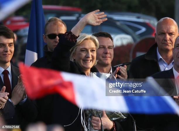 French presidential candidate Marine Le Pen of 'Front National' party holds her last rally before sunday's second round runoff of the French...