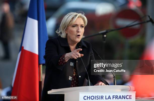 French presidential candidate Marine Le Pen of 'Front National' party holds her last rally before sunday's second round runoff of the French...