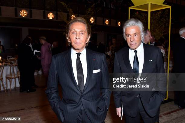 Designer Valentino Garavani and Giancarlo Giammetti attends the New York City Ballet 2017 Spring Gala at David H. Koch Theater, Lincoln Center on May...