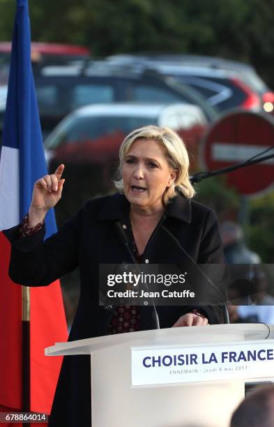 French presidential candidate Marine Le Pen of 'Front National' party holds her last rally before sunday's second round runoff of the French...