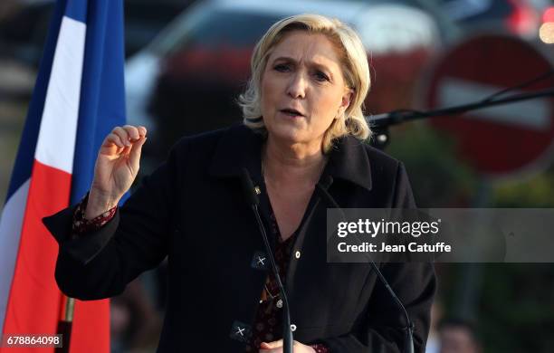 French presidential candidate Marine Le Pen of 'Front National' party holds her last rally before sunday's second round runoff of the French...