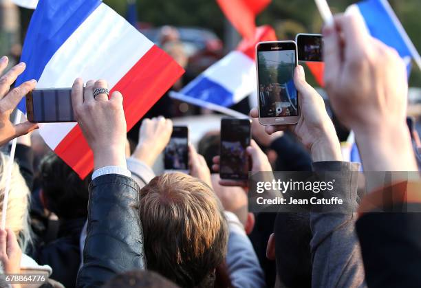 French presidential candidate Marine Le Pen of 'Front National' party holds her last rally before sunday's second round runoff of the French...