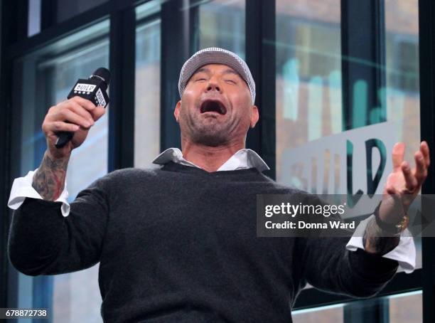 Dave Bautista appears to promote "Guardians of the Galaxy Vol. 2" during the BUILD Series at Build Studio on May 4, 2017 in New York City.