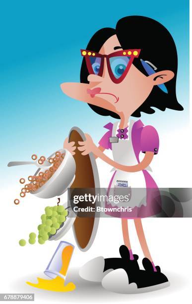 spilling waitress - angry waitress stock illustrations