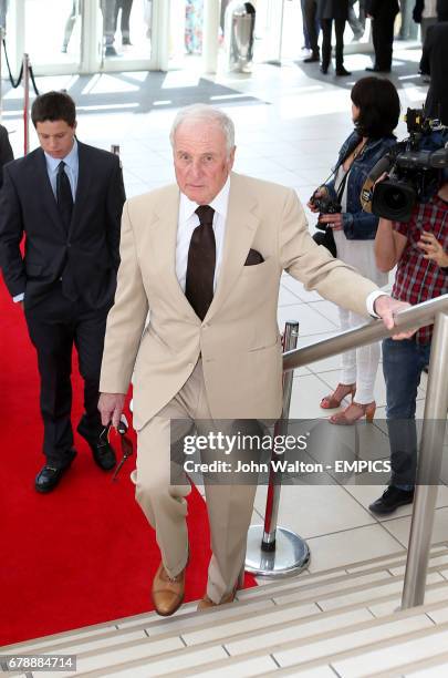 American movie producer Jerry Weintraub arrives for the not on our watch charity event at Sandown Park racecourse