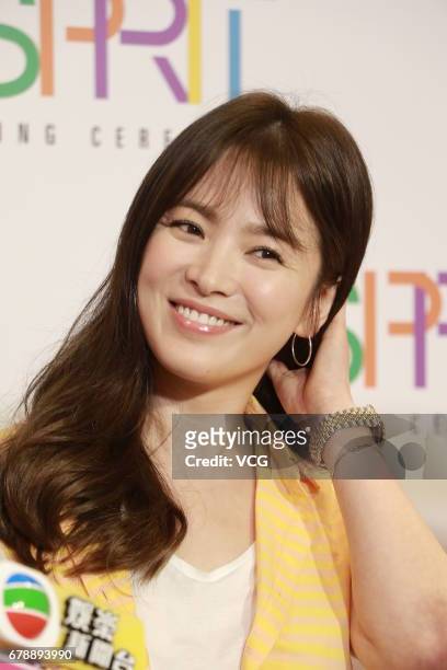 South Korean actress Song Hye-kyo attends Esprit store opening ceremony on May 4, 2017 in Hong Kong, Hong Kong.