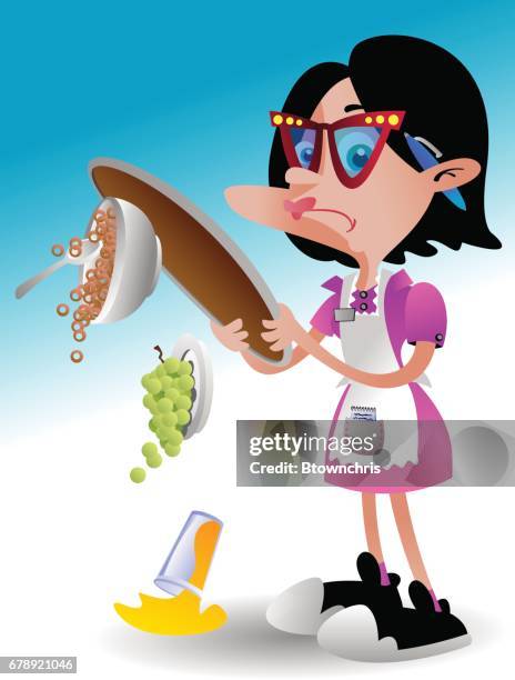 spilled - angry waitress stock illustrations