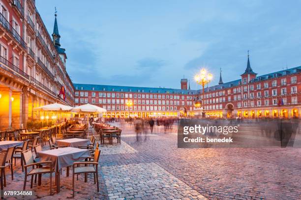 plaza mayor in madrid spain - madrid stock pictures, royalty-free photos & images