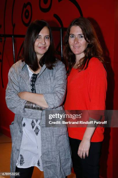 Nathalie Garcon and wife of pascal Legitimus, Adriana Santini attend the Cocktail "Art is doing well", "L'art se porte bien", Exhibition of the...