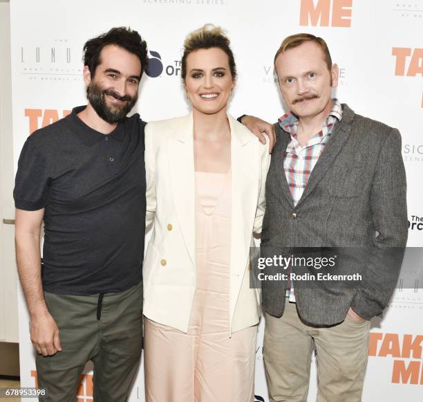 Director Jay Duplass, actorsTaylor Schilling, and Pat Healy attend the premiere of The Orchard's "Take Me" at The London West Hollywood on May 4,...