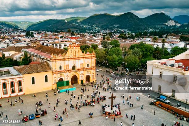 aerial view of san cristobal de las casas chiapas mexico - san cristobal stock pictures, royalty-free photos & images