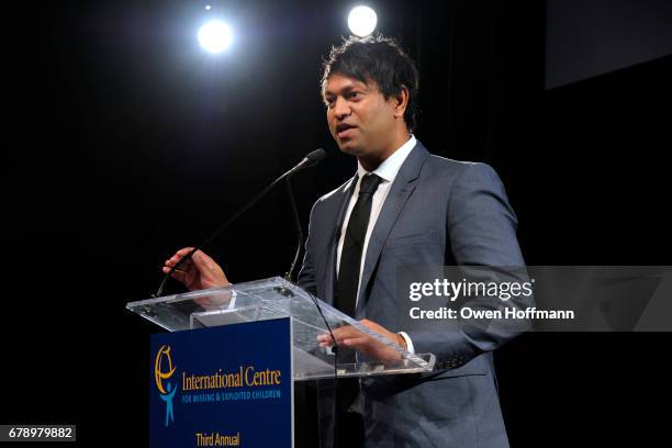 Saroo Brierley speaks at International Centre for Missing & Exploited Children 2017 Gala for Child Protection at Gotham Hall on May 4, 2017 in New...