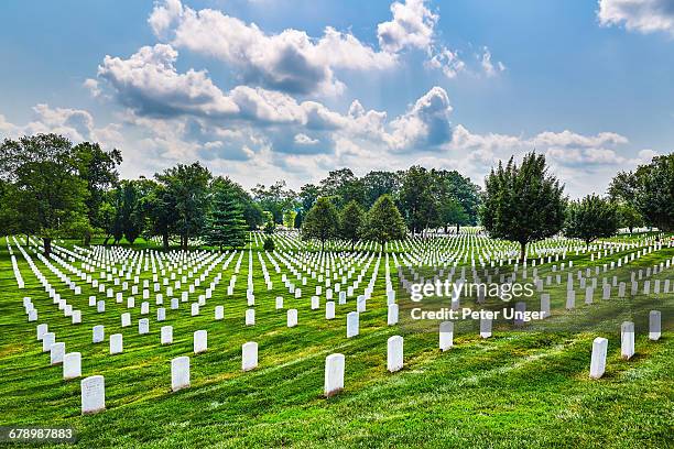 tombstones at arlington national cemetery - arlington national cemetary bildbanksfoton och bilder