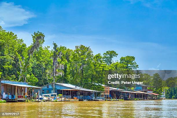 fishermen houses on swamp river,louisiana - new orleans houses stock pictures, royalty-free photos & images