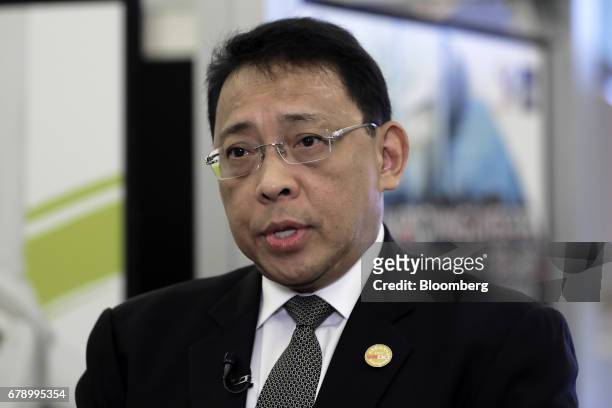 Diwa Guinigundo, deputy governor of Bangko Sentral ng Pilipinas, speaks during a Bloomberg Television interview on the sidelines of the 50th Asian...
