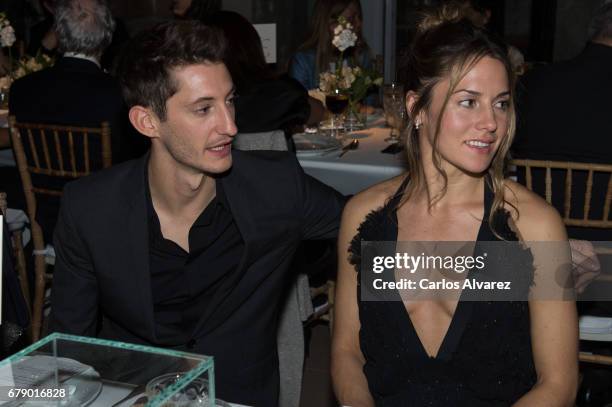 Pierre Niney and Natasha Andrews attend Montblanc de la Culture Arts Patronage Award At The Madrid Palacio Liria - Cocktail and Dinner on May 4, 2017...