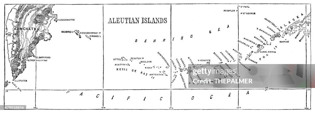 Aleutian islands map 1878