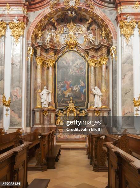 wilhering cistercian abbey and church, nave detail - wilhering stock pictures, royalty-free photos & images