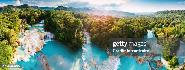 agua azul waterfalls in chiapas mexico - chiapas mexico stock pictures, royalty-free photos & images