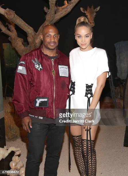 Roc96 Founder Kareem "Biggs" Burke and Jasmine Sanders attend Roc96 x Madeworn Barney's Launch Event at Madeworn Studios on May 4, 2017 in Los...