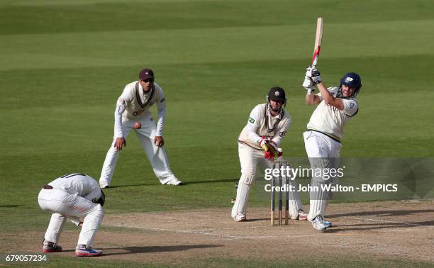 Yorkshire's Gary Ballance hits out on his way to a score of 108 not out