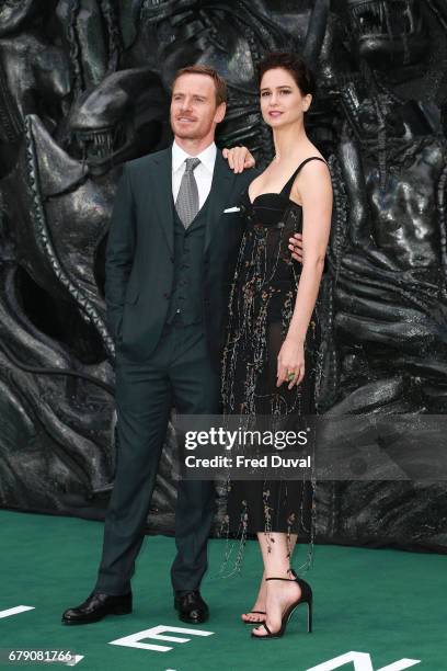 Michael Fassbender and Katherine Waterston attend the World Premiere of "Alien: Covenant" at Odeon Leicester Square on May 4, 2017 in London, England.