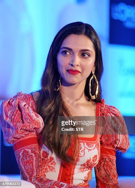 Indian Bollywood actress Deepika Padukone takes part in a promotional event in Mumbai on May 5, 2017.