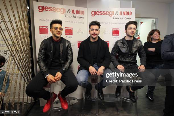 Singers Il Volo inaugurated the Giessegi Store, a new sales experience centered on single-brand furniture. In photo from left: Piero Barone, Ignazio...