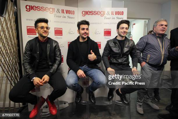 Singers Il Volo inaugurated the Giessegi Store, a new sales experience centered on single-brand furniture. In photo from left: Piero Barone, Ignazio...