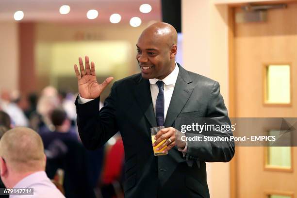 Charlton Athletic legend Richard Rufus is introduced during the Valley Stadium 21st Anniversary Dinner