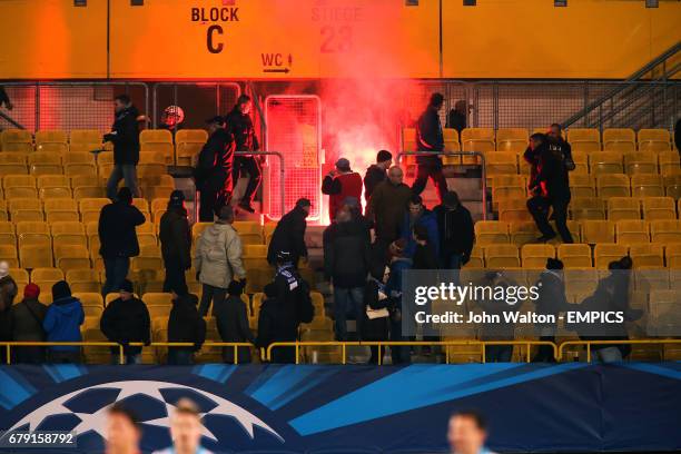 Austria Vienna and Zenit St Petersburg fans clash at the Ernst Happel Stadium