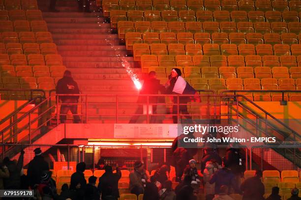 Austria Vienna and Zenit St Petersburg fans clash at the Ernst Happel Stadium