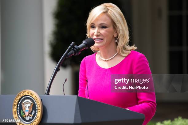 Pastor Paula White spoke at the National Day of Prayer ceremony, in the Rose Garden of the White House, On Thursday, May 4, 2017.