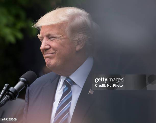 President Donald Trump spoke at the National Day of Prayer ceremony, in the Rose Garden of the White House, On Thursday, May 4, 2017.