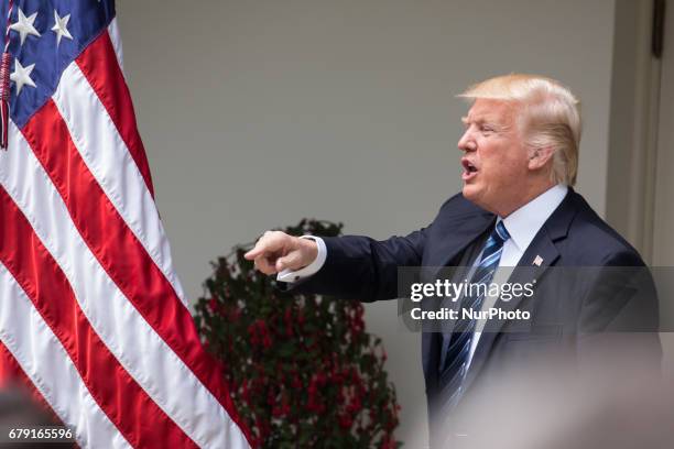 President Trump leaves the Rose Garden of the White House, after signing the Executive Order on Promoting Free Speech and Religious Liberty, on...