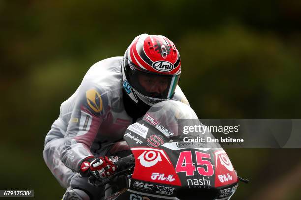 Tetsuta Nagashima of Japan and Teluru SAG Team rides during free practice for Moto2 at Circuito de Jerez on May 5, 2017 in Jerez de la Frontera,...