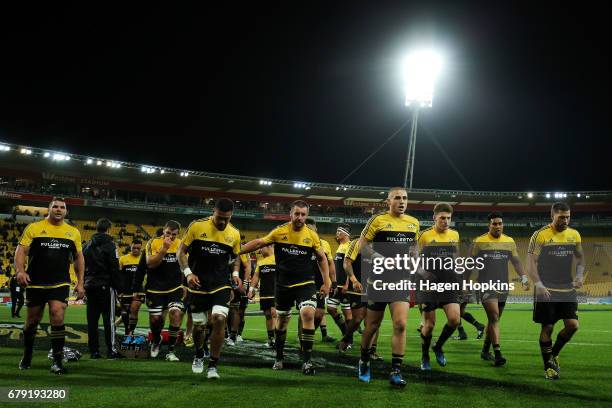 Perenara of the Hurricanes leads his team off the field prior to the round 11 Super Rugby match between the Hurricanes and the Stormers at Westpac...