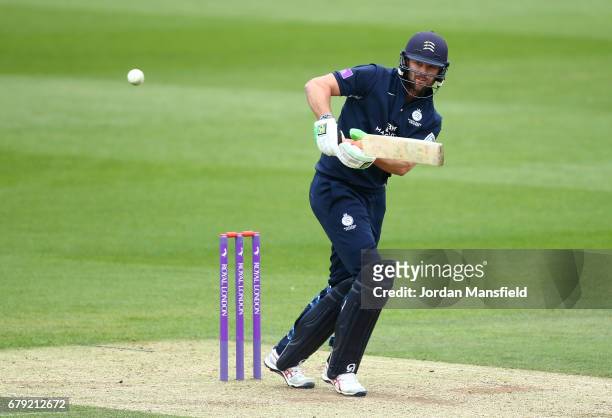 James Franklin of Middlesex bats during the Royal London One-Day Cup match between Surrey and Middlesex at The Kia Oval on May 5, 2017 in London,...