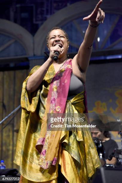Lisa Fischer of Ms. Lisa Fischer and Grand Baton performs during the 2017 New Orleans Jazz & Heritage Festival at Fair Grounds Race Course on May 4,...